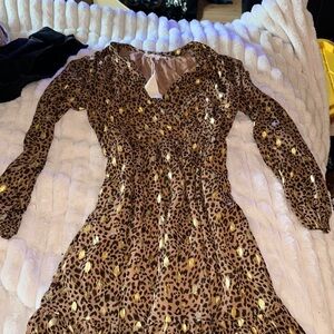 Size small brown gold, polkadot, maxi dress